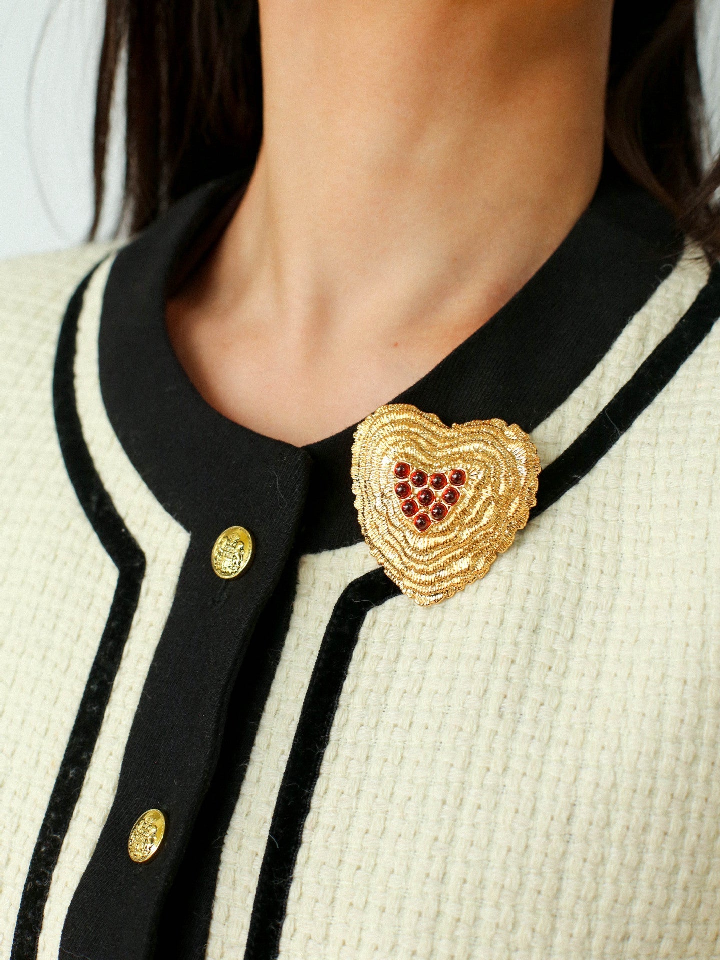 Antique Style Fashion Heart Red Agate Brooch - floysun