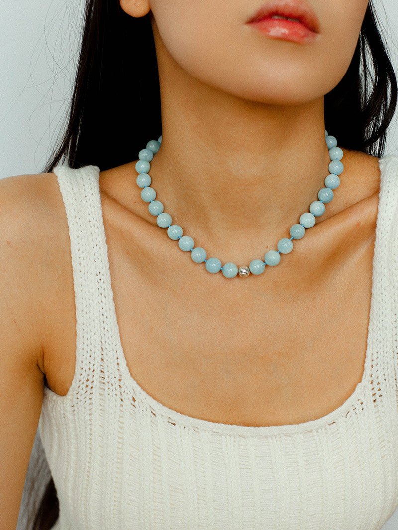 Aquamarine Beaded Necklace - floysun