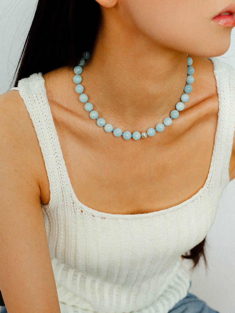 Aquamarine Beaded Necklace - floysun