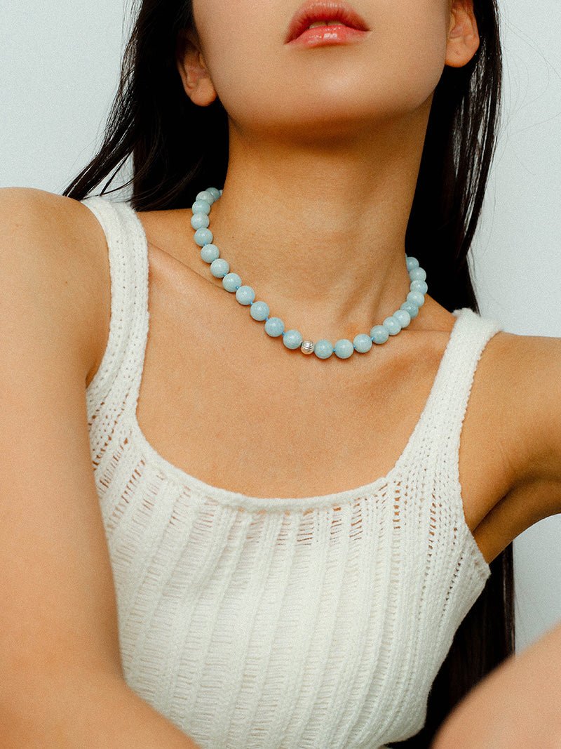 Aquamarine Beaded Necklace - floysun
