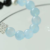 Aquamarine Black Onyx Color Block Silver Bracelet - floysun