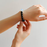 Aquamarine Black Onyx Color Block Silver Bracelet - floysun