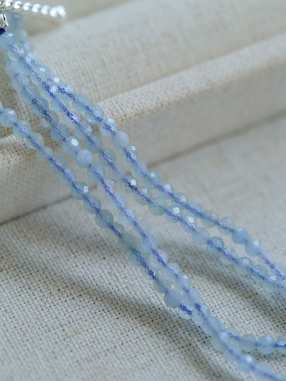 Aquamarine Smile Flat Round Pearl Beaded OT Necklace - floysun