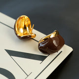 Artisanal Cream Series Enamel Earrings-Dark Coffee - floysun