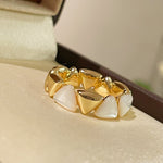 Asymmetric Mother - of - Pearl Statement Ring - floysun