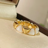 Asymmetric Mother - of - Pearl Statement Ring - floysun