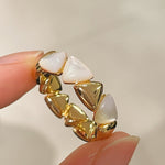 Asymmetric Mother - of - Pearl Statement Ring - floysun