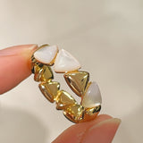 Asymmetric Mother - of - Pearl Statement Ring - floysun