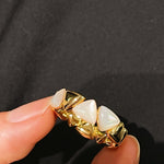 Asymmetric Mother - of - Pearl Statement Ring - floysun