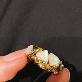 Asymmetric Mother - of - Pearl Statement Ring - floysun
