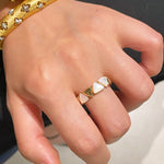 Asymmetric Mother - of - Pearl Statement Ring - floysun