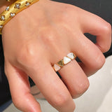 Asymmetric Mother - of - Pearl Statement Ring - floysun