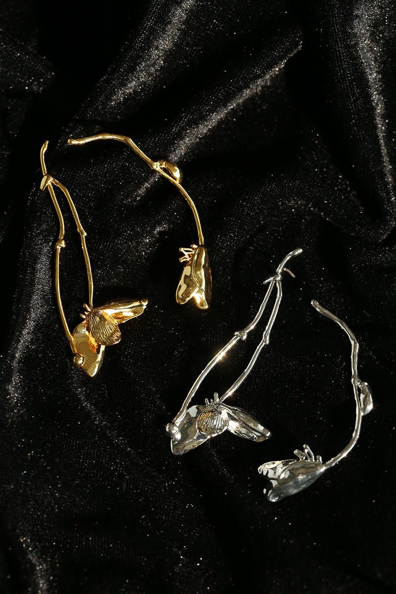Asymmetrical Lotus Drop Earrings - floysun