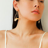 Asymmetrical Lotus Drop Earrings - floysun