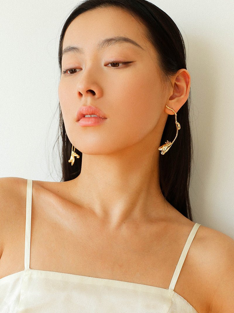 Asymmetrical Lotus Drop Earrings - floysun
