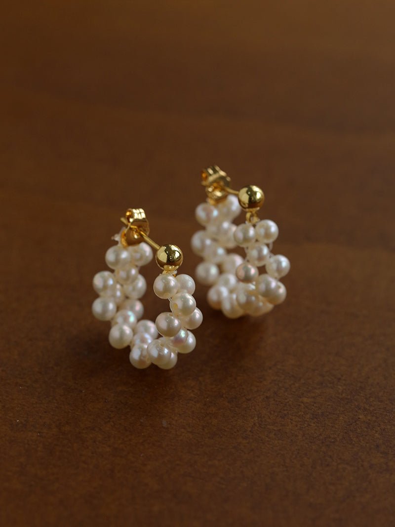 Aurora Bloom Woven Pearl Earrings - floysun
