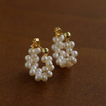 Aurora Bloom Woven Pearl Earrings - floysun