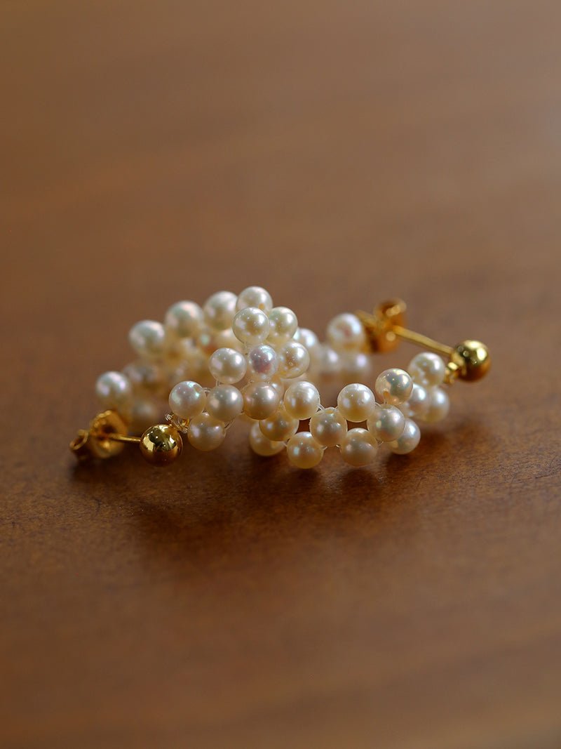 Aurora Bloom Woven Pearl Earrings - floysun