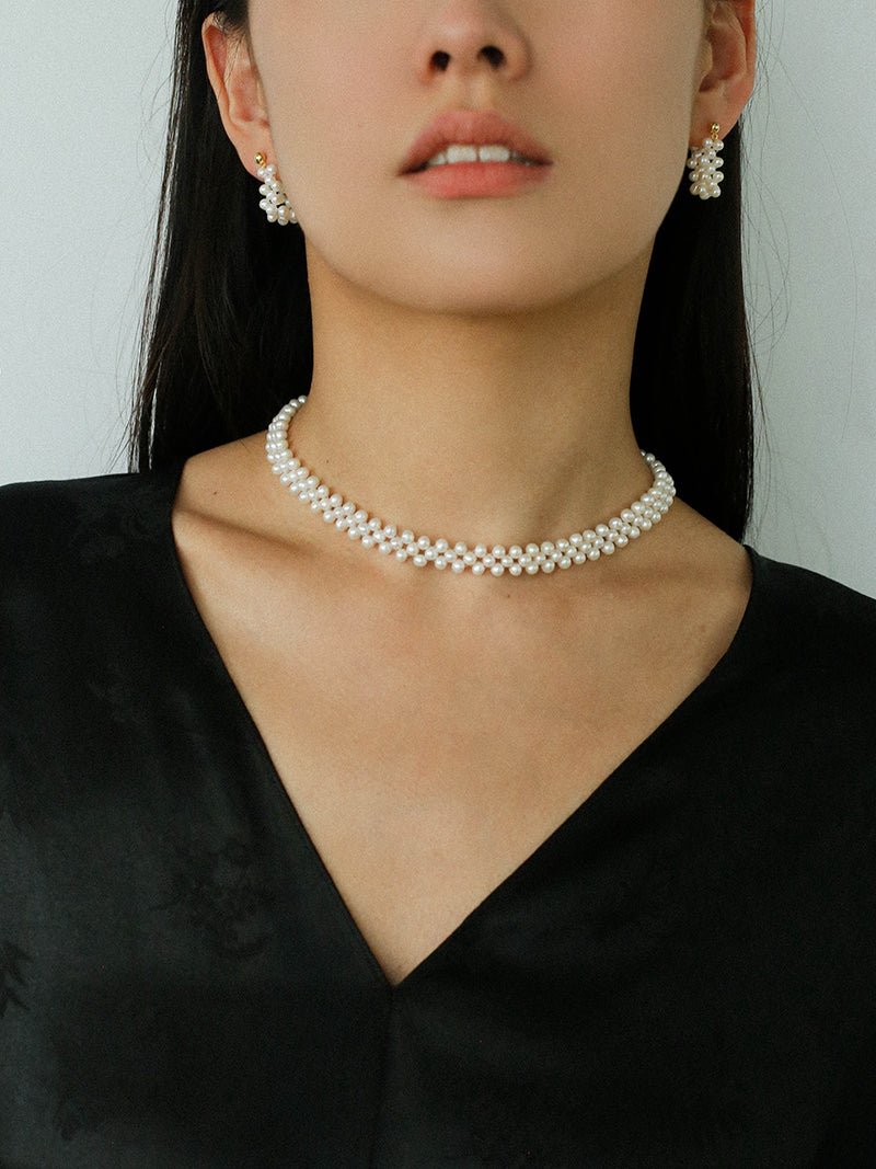 Aurora Lace Handwoven Pearl Necklace - floysun