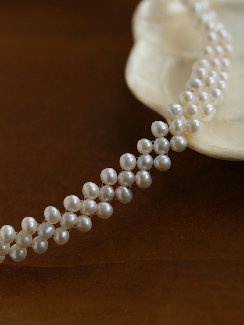 Aurora Lace Handwoven Pearl Necklace - floysun