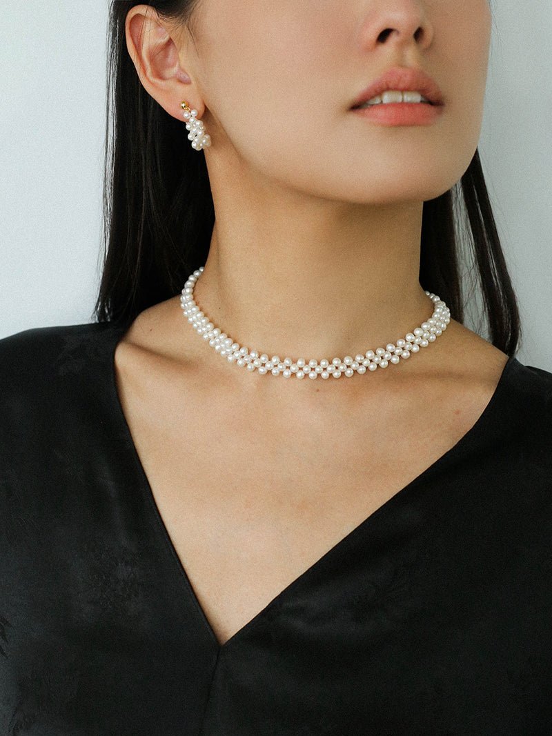 Aurora Lace Handwoven Pearl Necklace - floysun