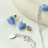 Baby Blue Enamel Heart Earrings - floysun