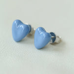Baby Blue Enamel Heart Earrings - floysun