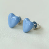 Baby Blue Enamel Heart Earrings - floysun