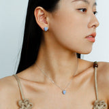 Baby Blue Enamel Heart Earrings - floysun