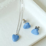 Baby Blue Enamel Heart Earrings - floysun