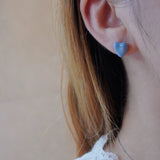 Baby Blue Enamel Heart Earrings - floysun