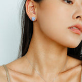 Baby Blue Enamel Heart Earrings - floysun
