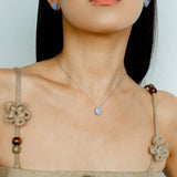 Baby Blue Enamel Heart Pendant Necklace - floysun