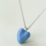 Baby Blue Enamel Heart Pendant Necklace - floysun