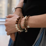 Barbie Sandalwood Freshwater Pearl & Agate Stretch Bracelet - floysun