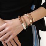 Barbie Sandalwood Freshwater Pearl & Agate Stretch Bracelet - floysun