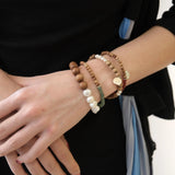 Barbie Sandalwood Freshwater Pearl & Agate Stretch Bracelet - floysun