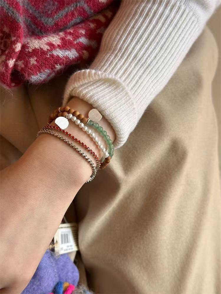 Barbie Sandalwood Freshwater Pearl & Agate Stretch Bracelet - floysun