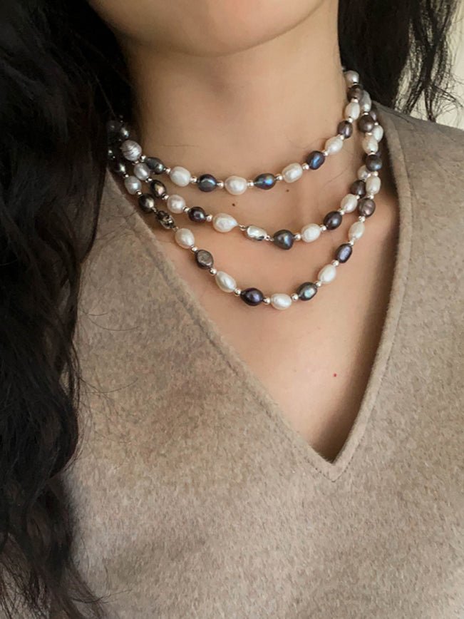 Baroque Mixed Color Pearl Necklace - floysun