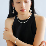 Baroque Pearl and Black Onyx Beaded Necklace - floysun