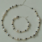 Baroque Pearl and Black Onyx Beaded Necklace - floysun