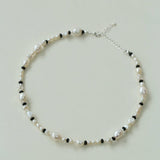 Baroque Pearl and Black Onyx Beaded Necklace - floysun