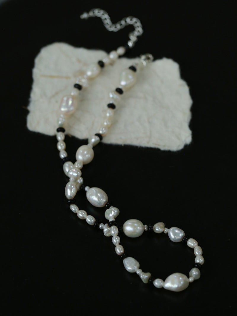 Baroque Pearl and Black Onyx Beaded Necklace - floysun