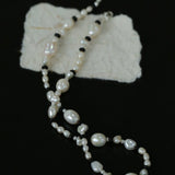 Baroque Pearl and Black Onyx Beaded Necklace - floysun