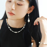 Baroque Pearl and Black Onyx Beaded Necklace - floysun
