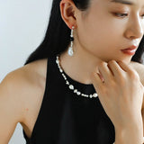 Baroque Pearl and Black Onyx Beaded Necklace - floysun