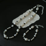 Baroque Pearl and Black Onyx Beaded Necklace - floysun