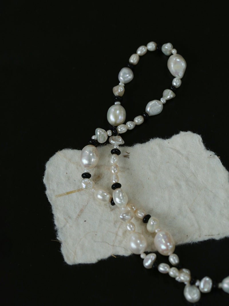 Baroque Pearl and Black Onyx Beaded Necklace - floysun