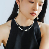 Baroque Pearl and Black Onyx Beaded Necklace - floysun