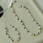Baroque Pearl and Black Onyx Beaded Necklace - floysun